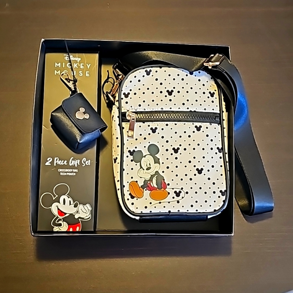 Disney Mickey Mouse 2 Piece Set with Crossbody Bag & Clip Tech Pouch - Picture 1 of 2